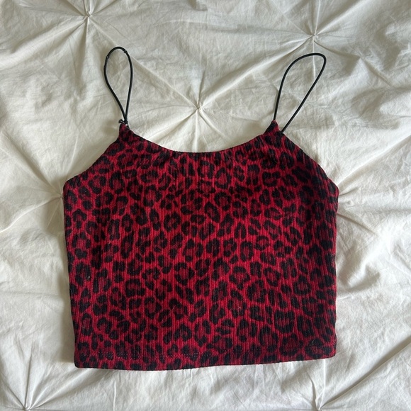 Garage Y2K Retro Leopard Print Red Cami Top - Picture 1 of 4